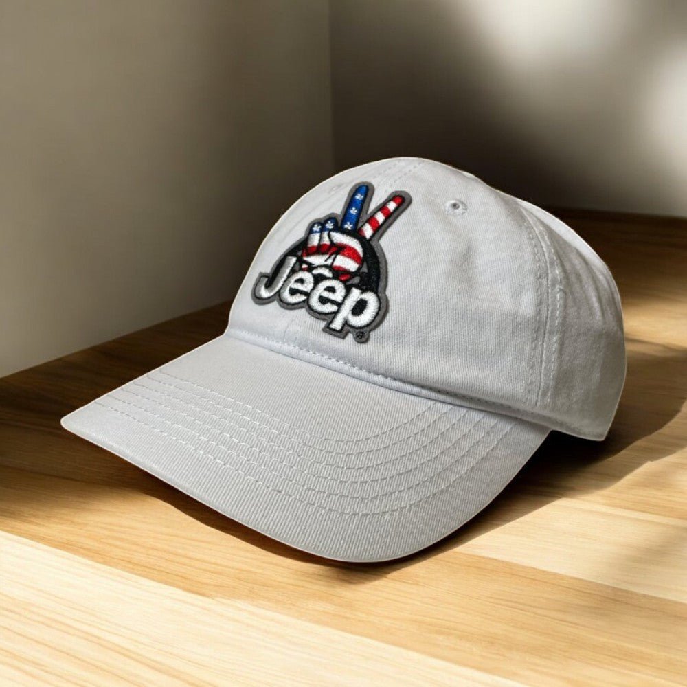 Hat - Jeep Wave USA Chino Twill Patch Hat - White - Speedlogix