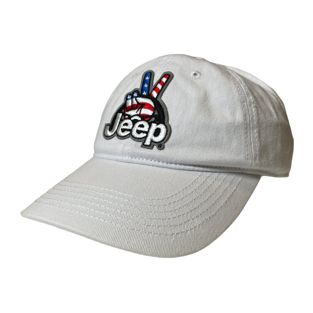 Hat - Jeep Wave USA Chino Twill Patch Hat - White - Speedlogix
