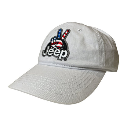 Hat - Jeep Wave USA Chino Twill Patch Hat - White - Speedlogix