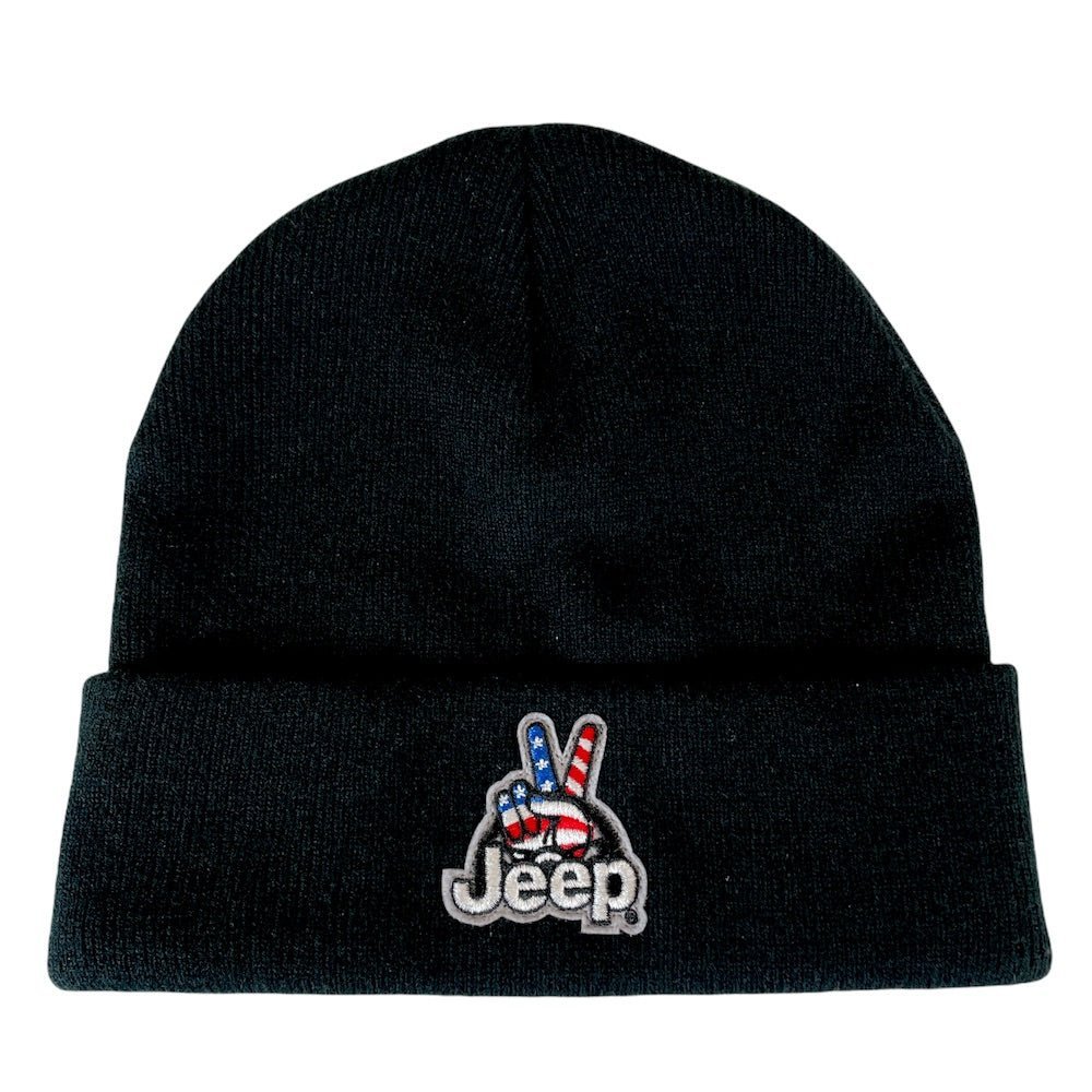 Hat - Jeep Wave USA Patch Flip Knit - Black - Speedlogix