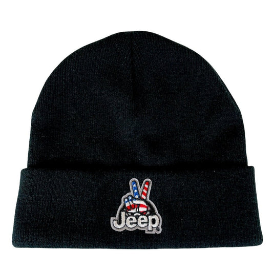 Hat - Jeep Wave USA Patch Flip Knit - Black - Speedlogix