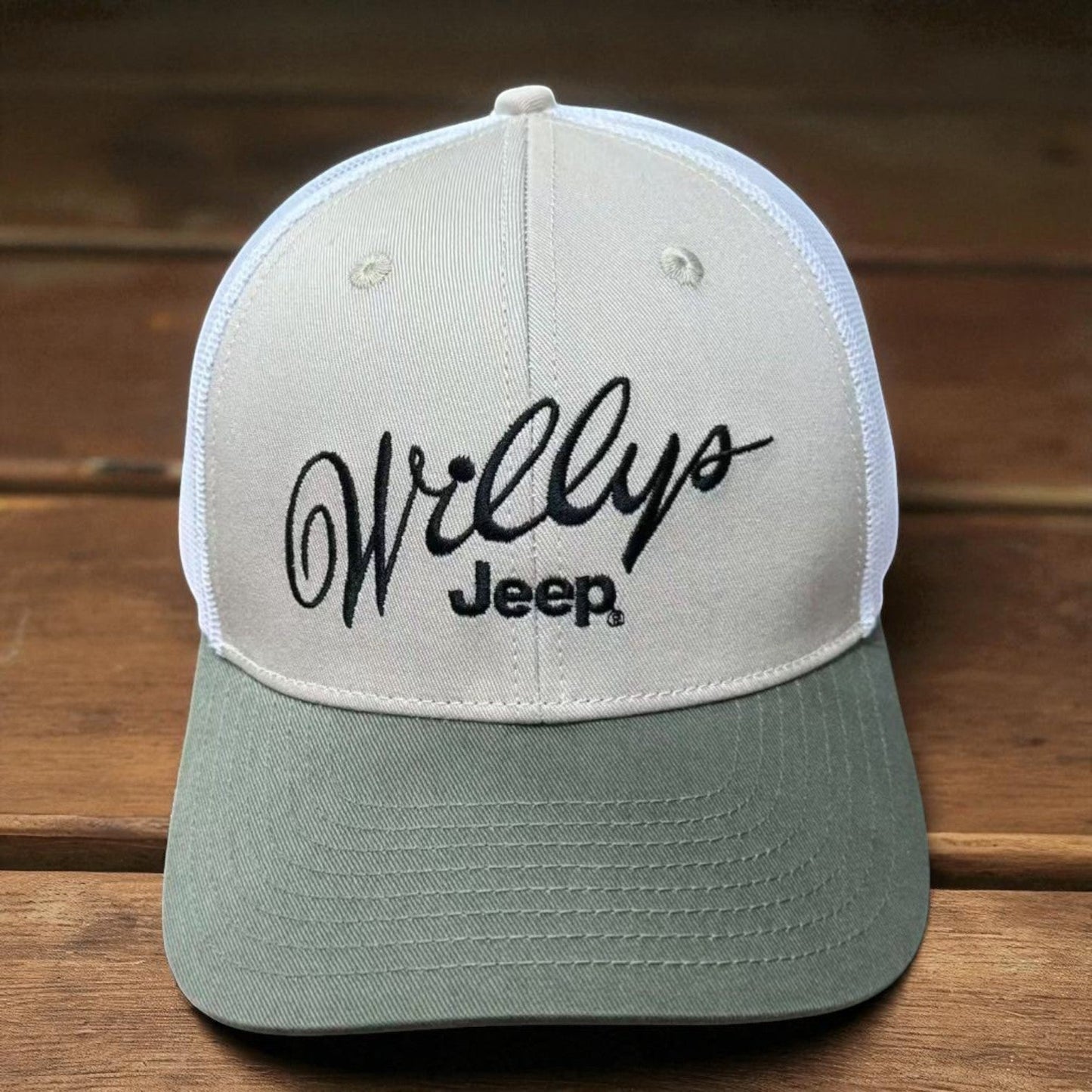 Hat - Jeep Willys Script - Olive/Khaki/White - Speedlogix