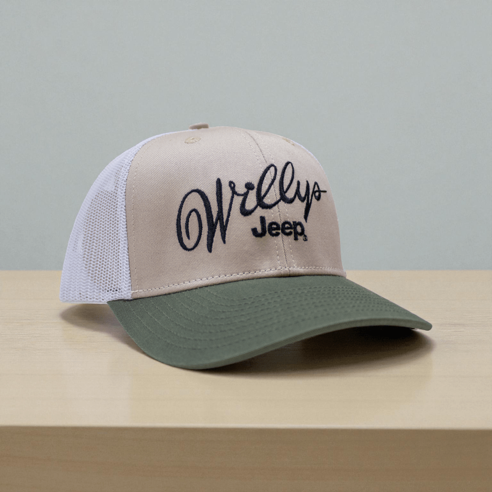 Hat - Jeep Willys Script - Olive/Khaki/White - Speedlogix