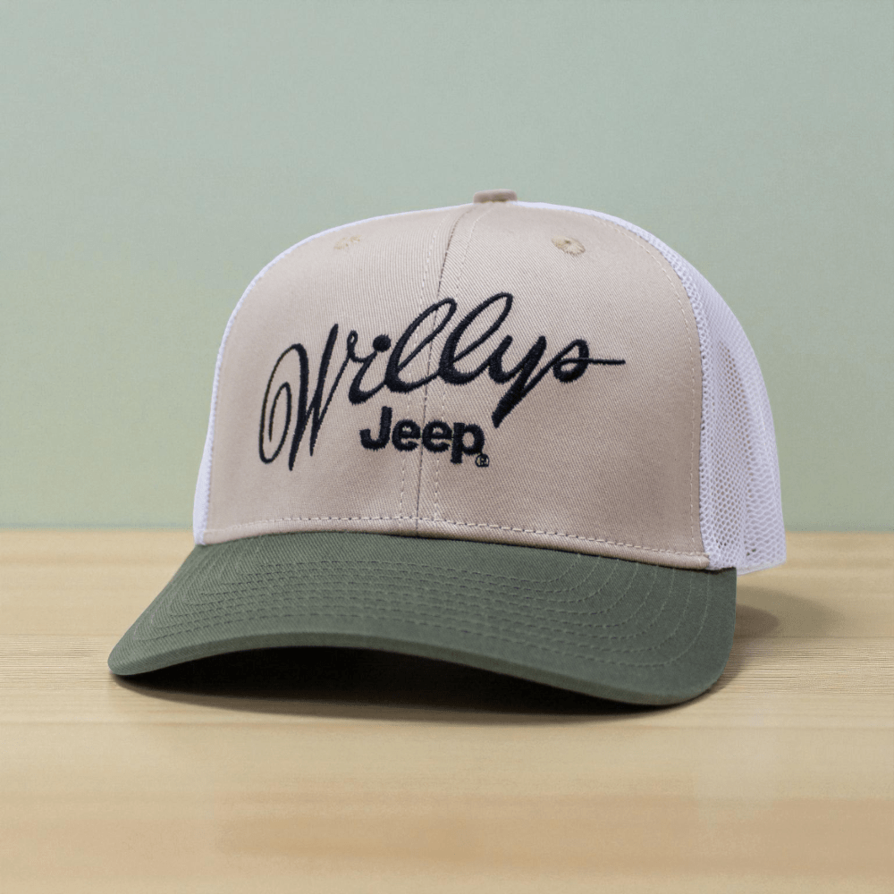 Hat - Jeep Willys Script - Olive/Khaki/White - Speedlogix