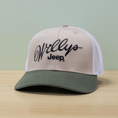 Hat - Jeep Willys Script - Olive/Khaki/White - Speedlogix