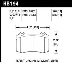 Hawk HP Plus Rear Brake Pads 2005 - 2023 Challenger/Charger 6.1L/6.2L/392/6.4L - Speedlogix