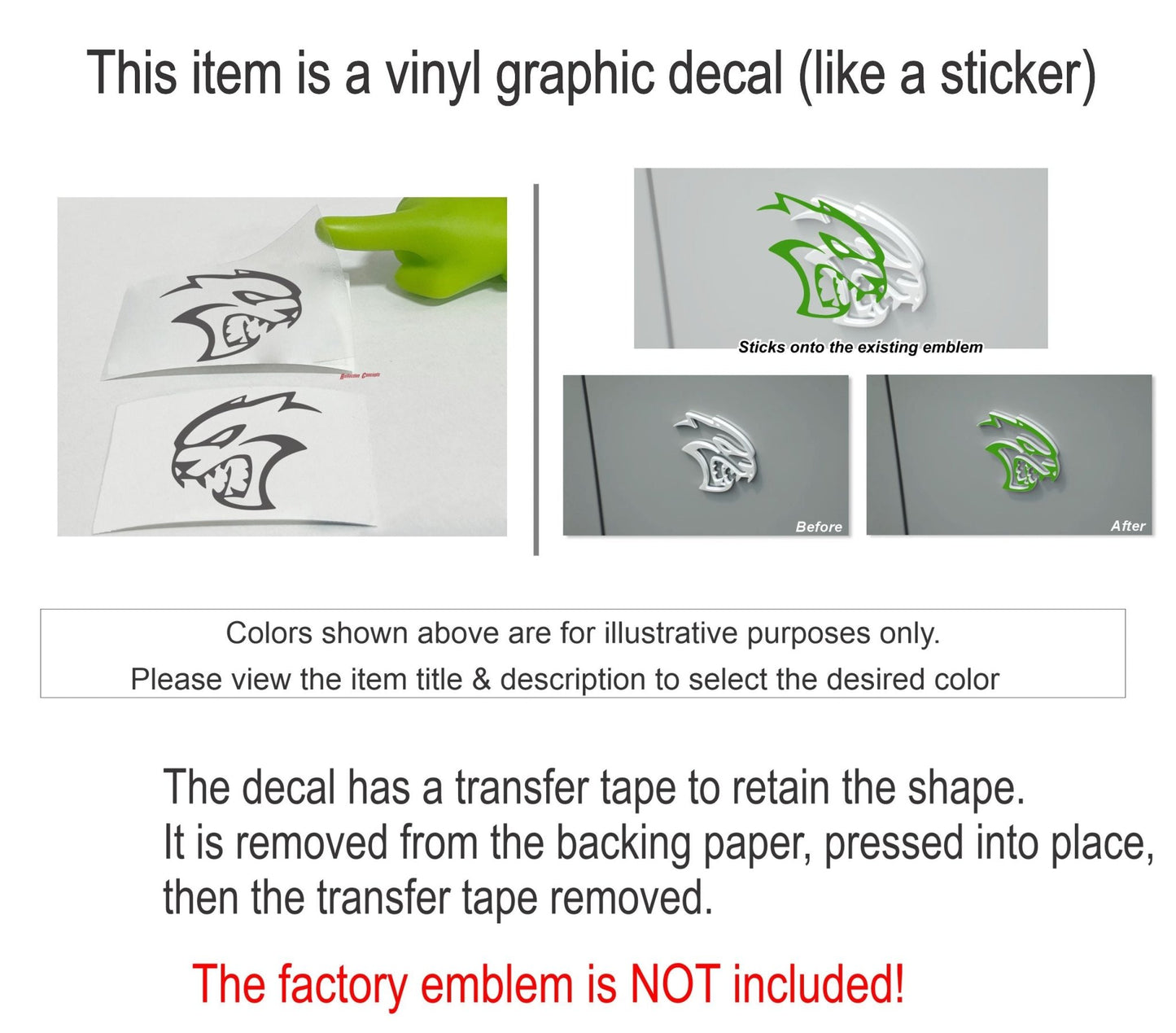 Hellcat Emblem Overlay Decals (pair) - 19 - 23 Challenger SRT Hellcat - Speedlogix