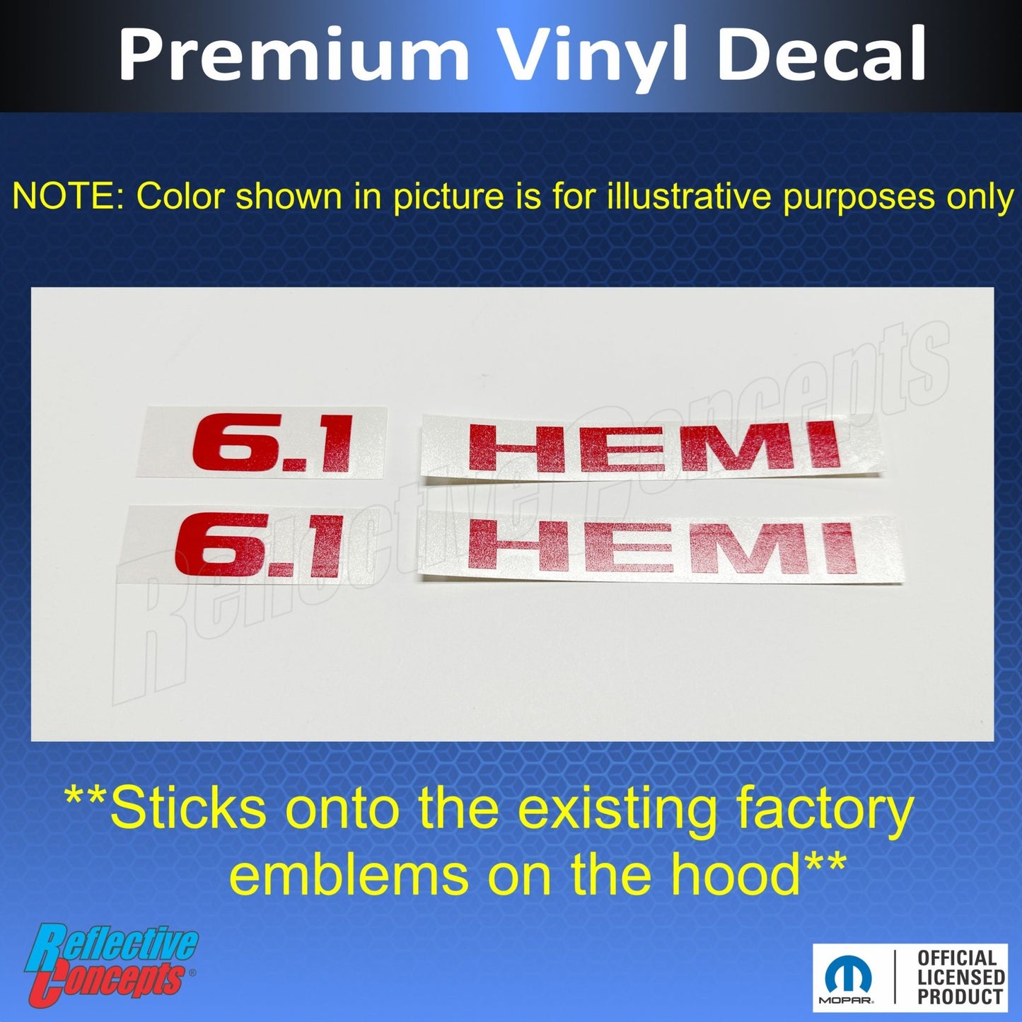 Hemi Emblem Overlay Decals (pair) - 08 - 10 Challenger SRT8 - Speedlogix