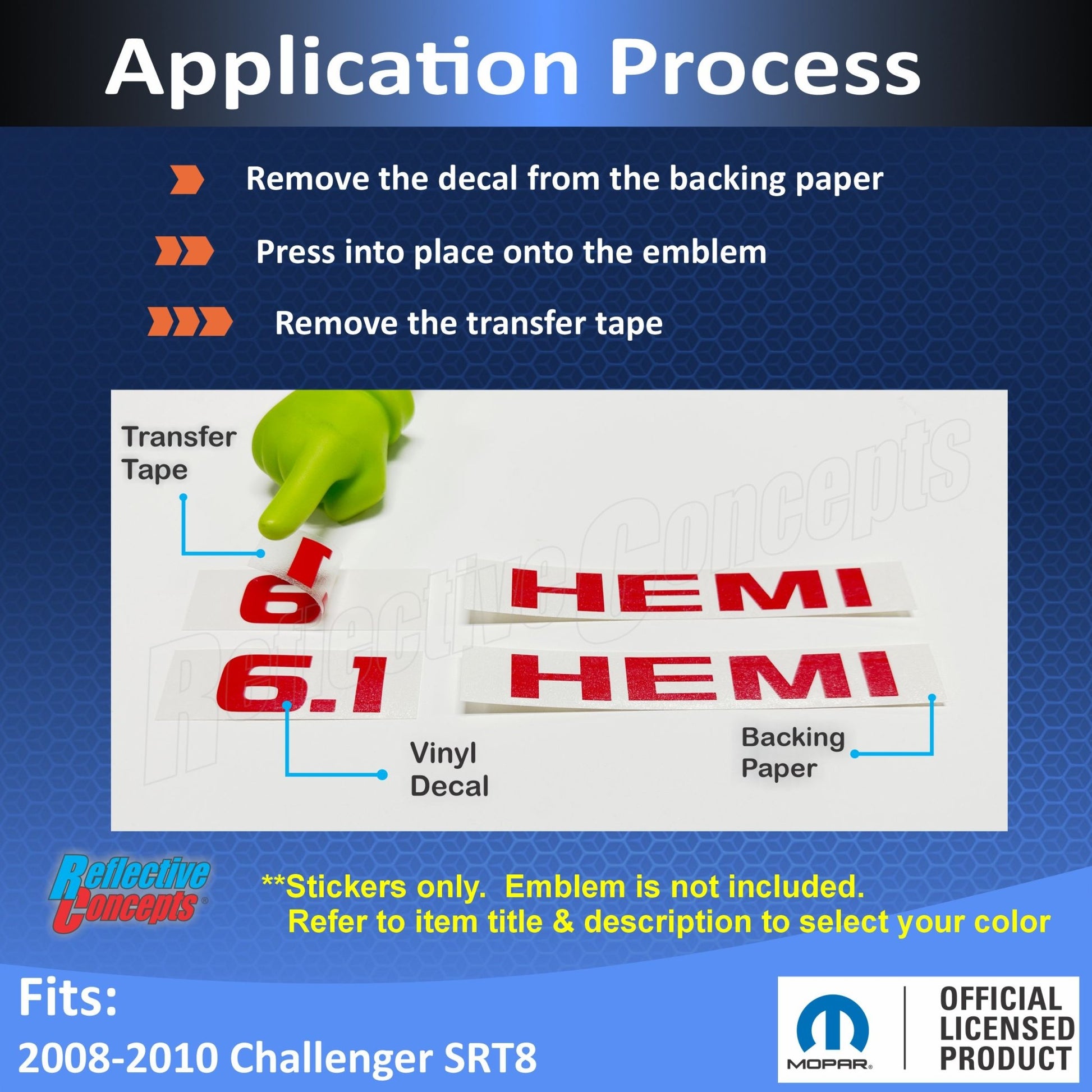 Hemi Emblem Overlay Decals (pair) - 08 - 10 Challenger SRT8 - Speedlogix