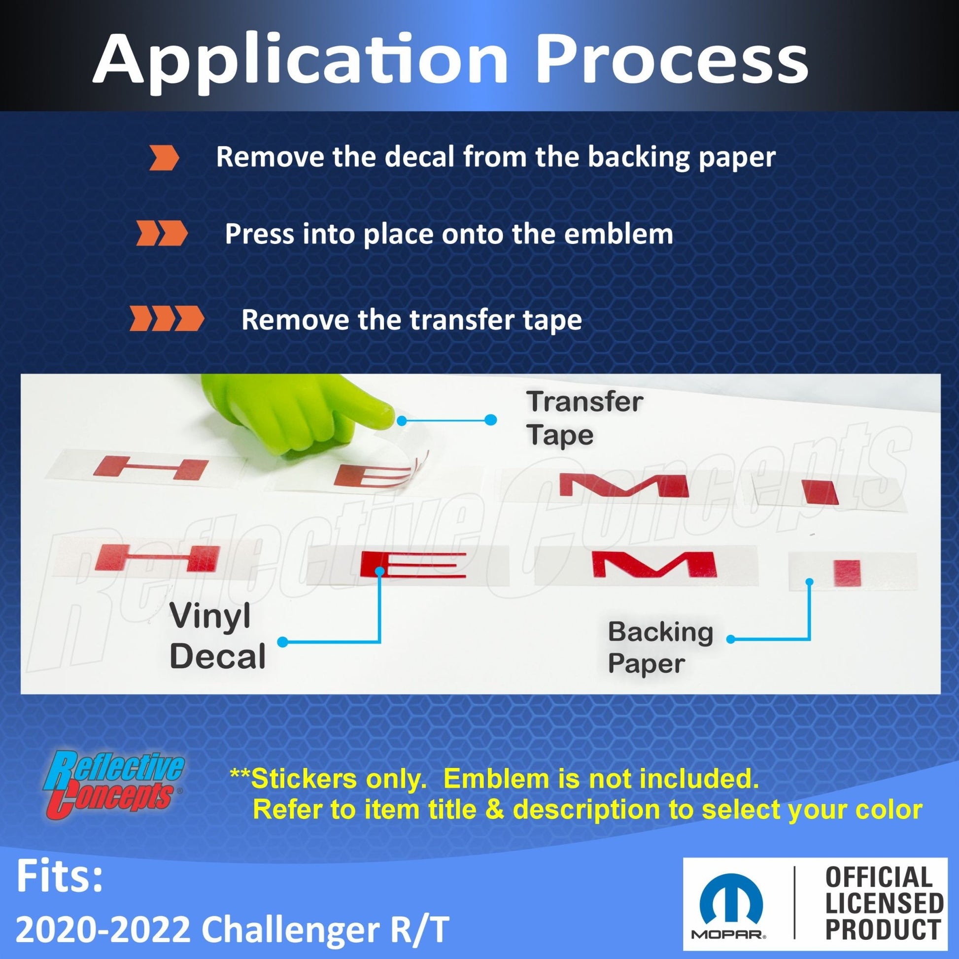 Hemi Emblem Overlay Decals (pair) - 2020 - 2022 Challenger RT - Speedlogix