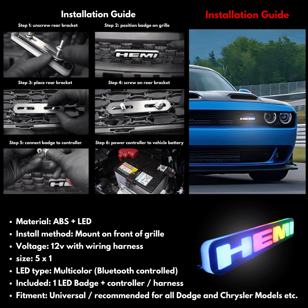 Hemi LED Badge (Multicolor Flow) - Speedlogix