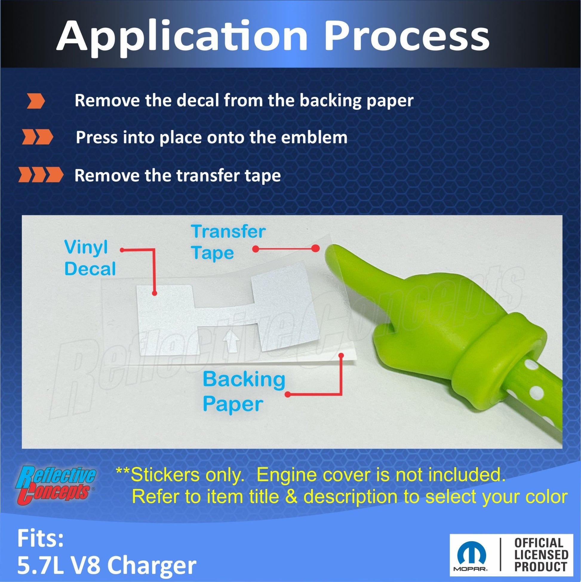 HEMI Lettering Engine Cover Decals - 06 - 23 Charger R/T - Speedlogix