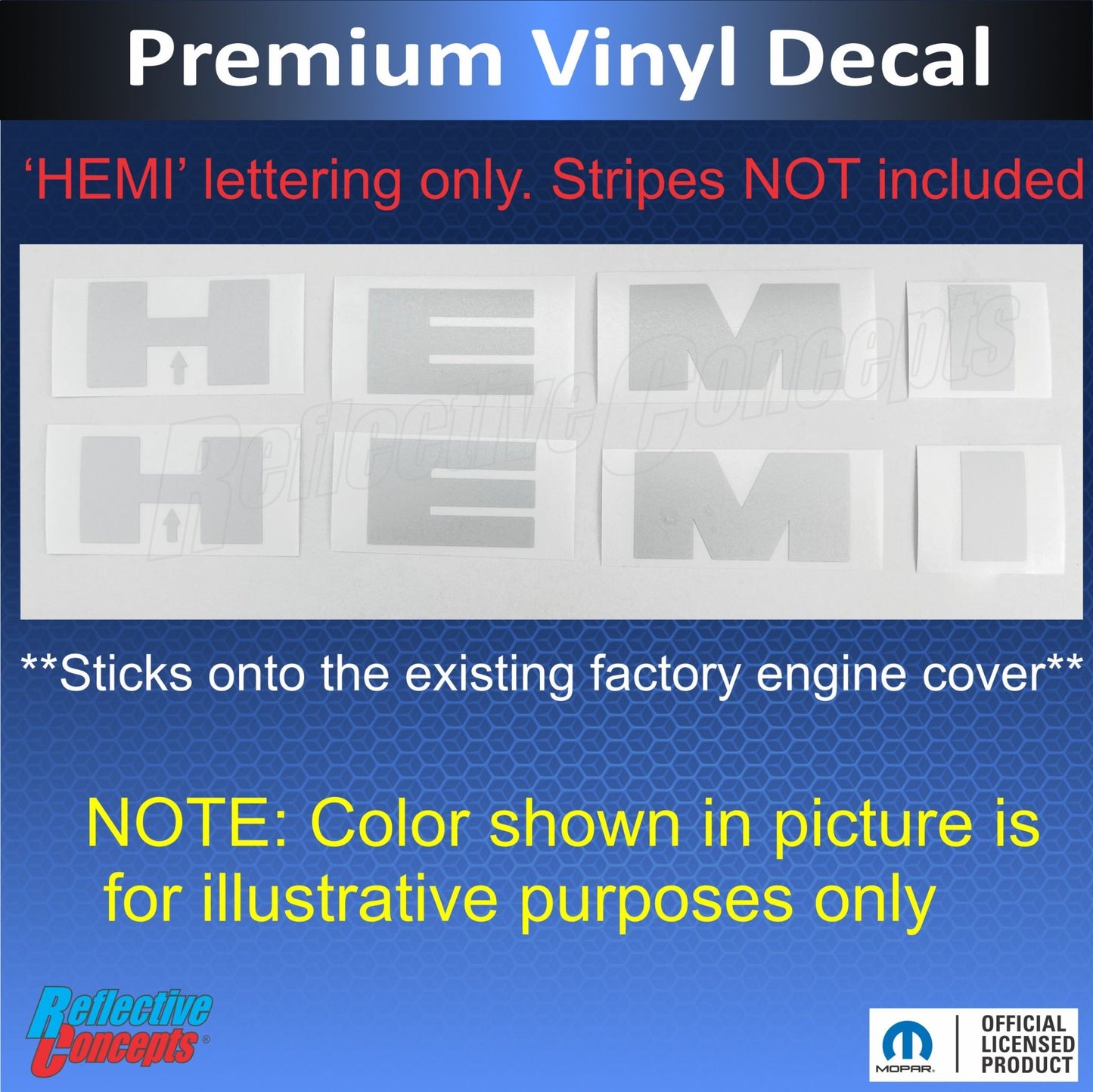 HEMI Lettering Engine Cover Decals - 06 - 23 Charger R/T - Speedlogix