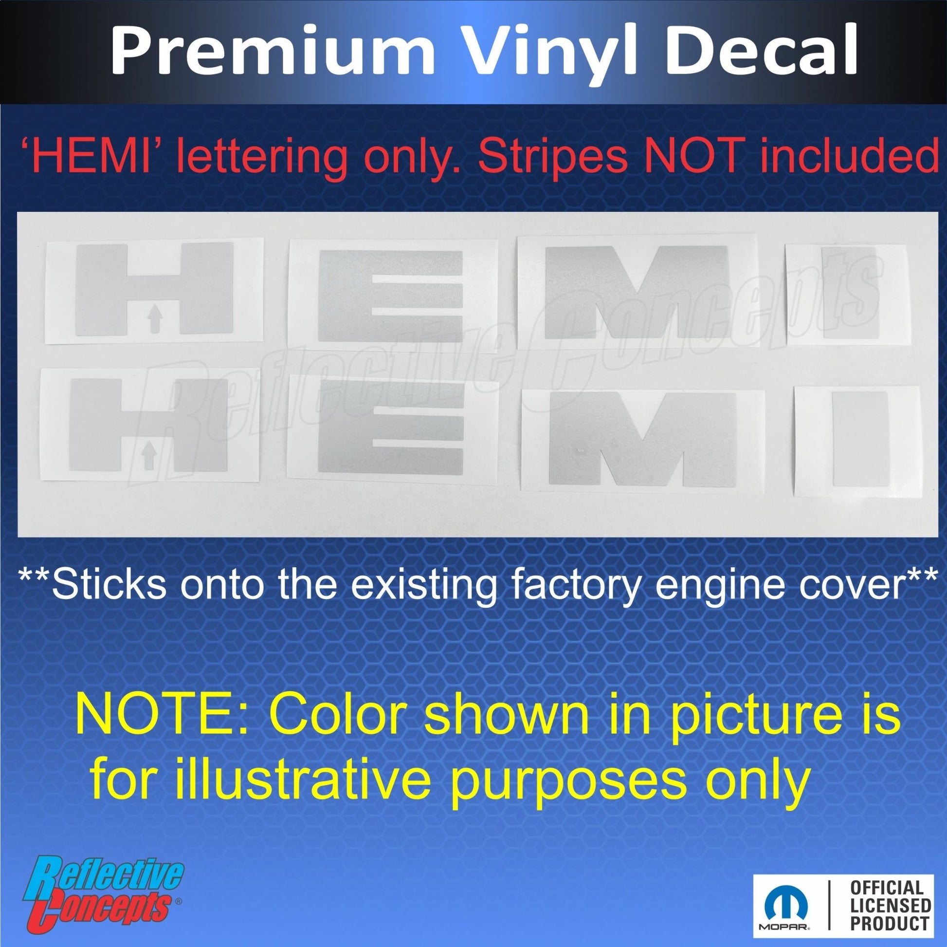HEMI Lettering Engine Cover Decals - 06 - 23 Charger R/T - Speedlogix