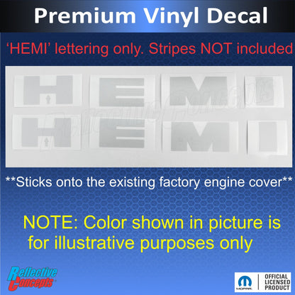 HEMI Lettering Engine Cover Decals - 09 - 23 Challenger R/T - Speedlogix