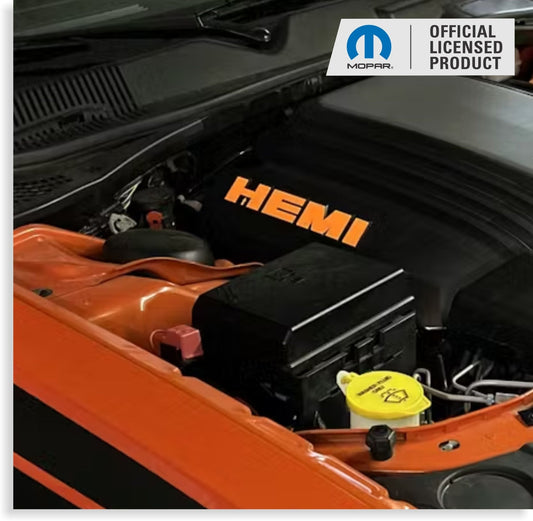 HEMI Lettering Engine Cover Decals - 09 - 23 Challenger R/T - Speedlogix