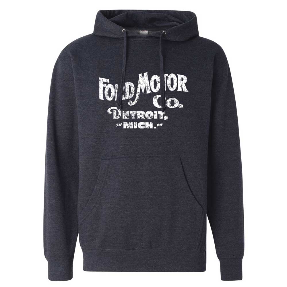 Hoodie - Mens Ford Distressed 1903 Text - Heather Navy - Speedlogix