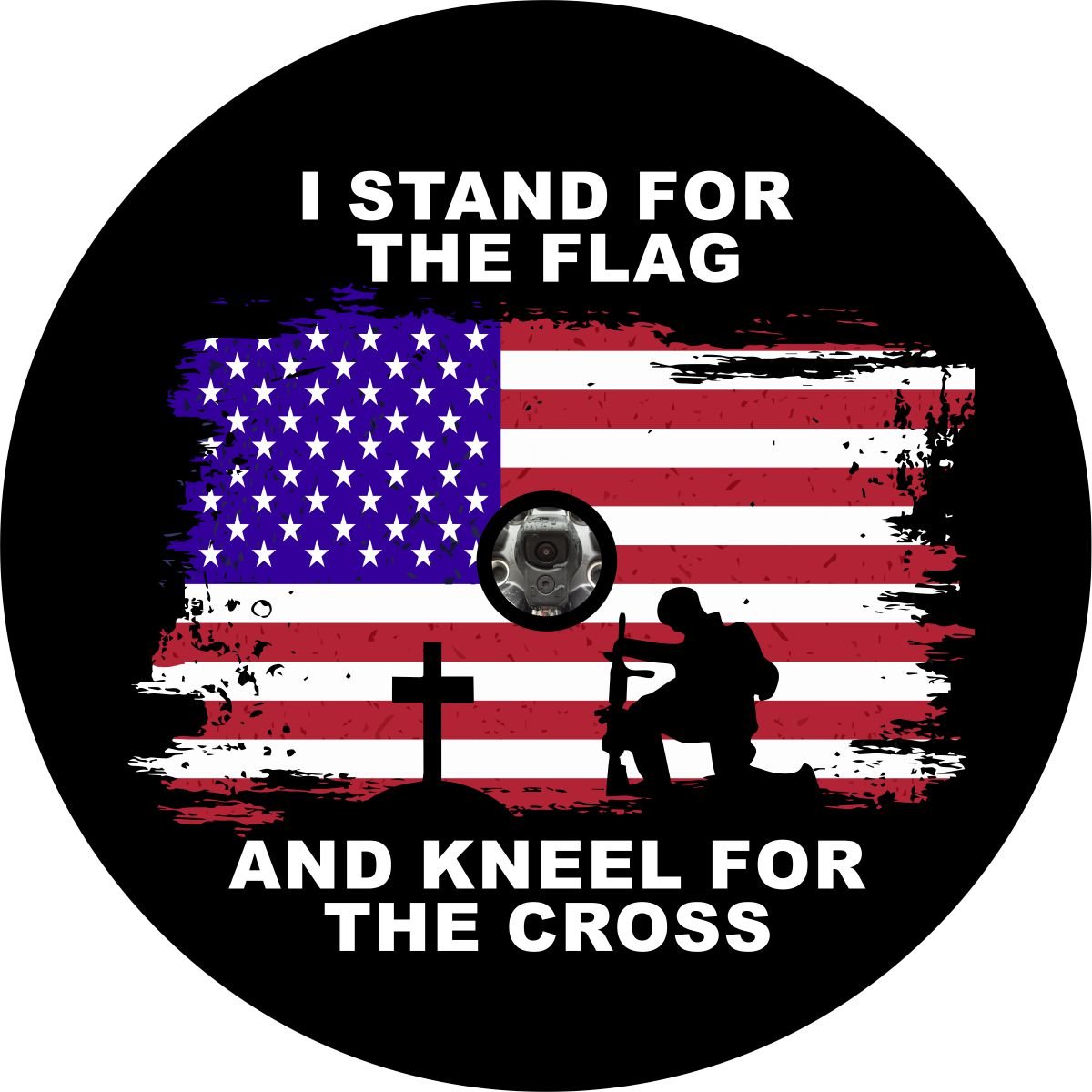 I Stand For The Flag and Kneel For The Cross Bronco Spare Tire Cover - Speedlogix