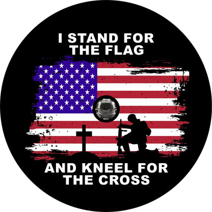 I Stand For The Flag and Kneel For The Cross Bronco Spare Tire Cover - Speedlogix