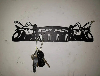 Dodge 30" SRT Scat Pack Towel, Coat, and Hat Rack – Steel Wall Organizer