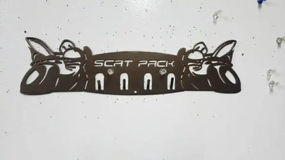 Dodge SRT Scat Pack Keychain Rack – Steel Wall Mounted Muscle Car Organizer