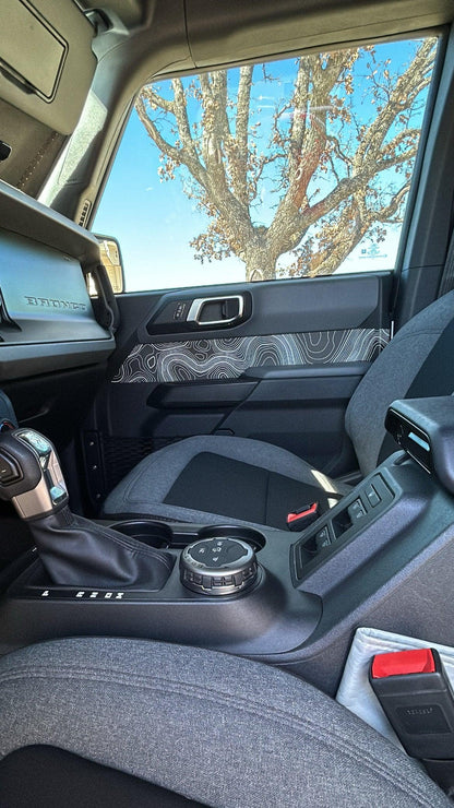 Topo Front Interior Upper Door Card Insert Overlays (Printed Series) - 2021+ Bronco 4 Door