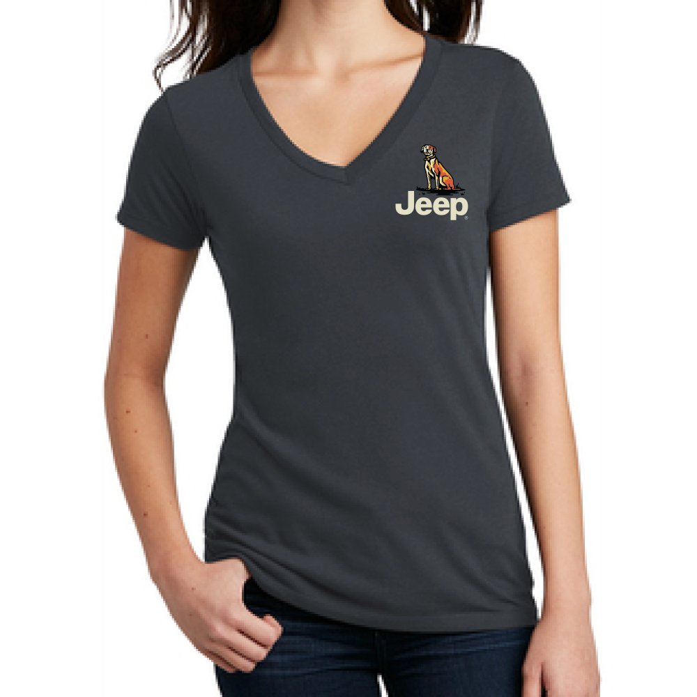 Ladies Jeep® Dogs Built For Adventure V - neck - Speedlogix