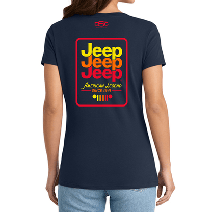 Ladies Jeep® Echo V - neck - Navy Blue - Speedlogix