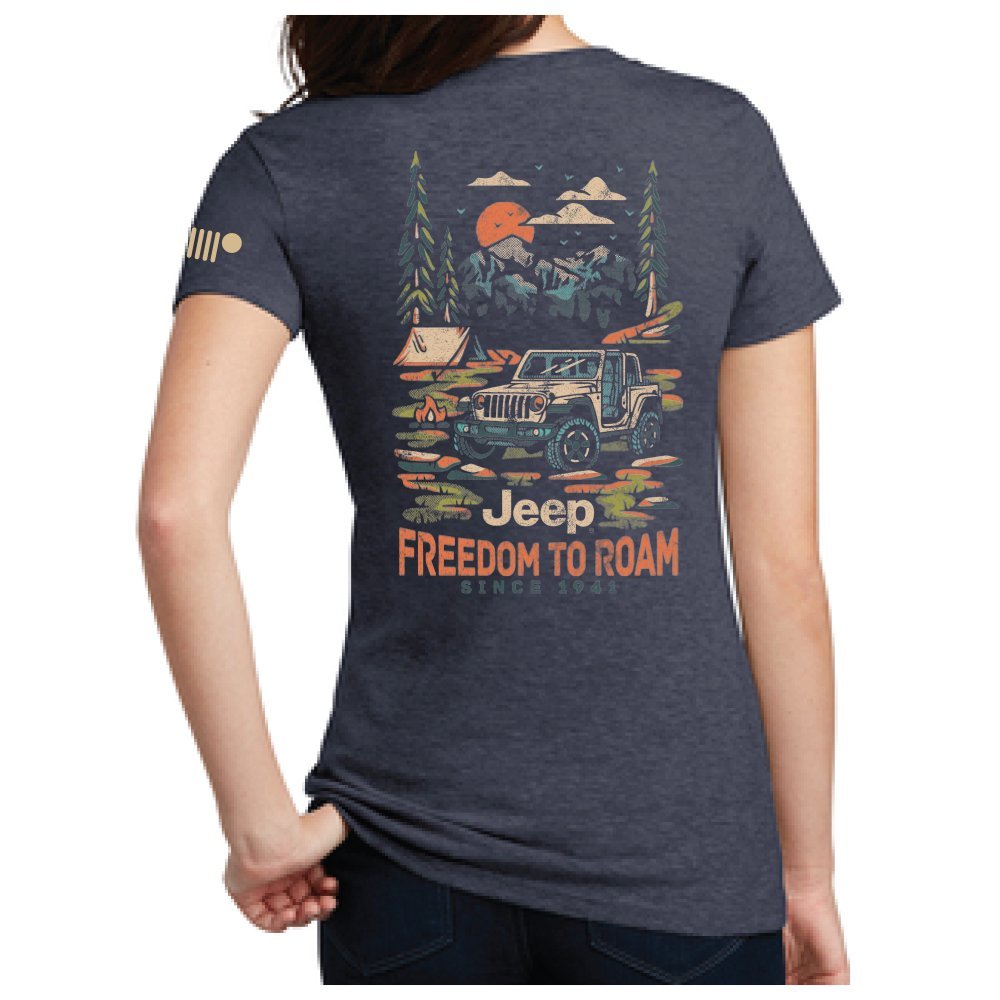 Ladies Jeep® Freedom to Roam V - neck - Navy Blue - Speedlogix
