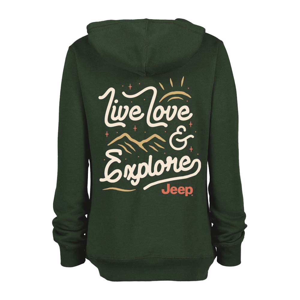 Ladies Jeep® Live Love Explore Zip - Hoodie - Olive Green - FINAL SALE - Speedlogix