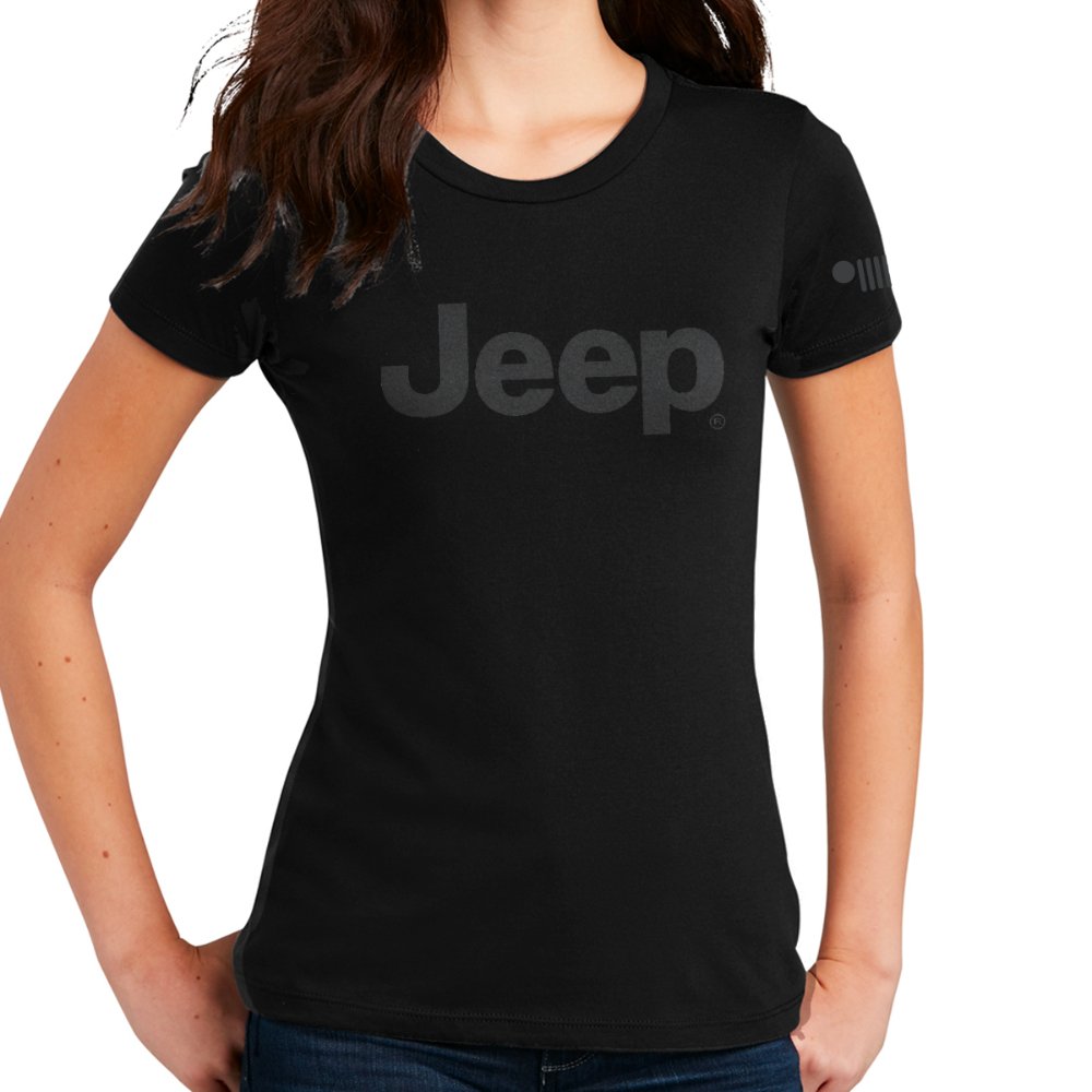 Ladies Jeep® Text Blackout T-Shirt - Black - Speedlogix