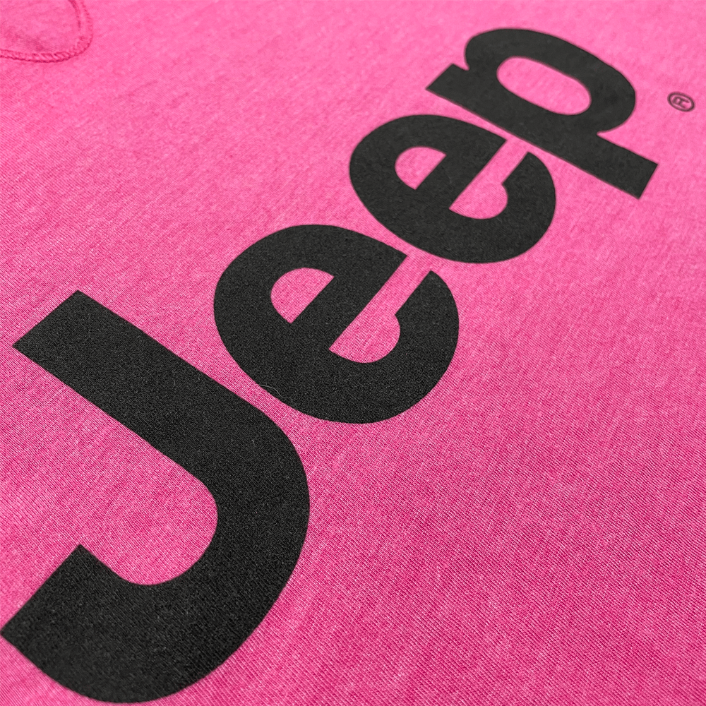 Ladies Jeep® Text Triblend Hooded Pullover - Bright Pink Heather - Speedlogix