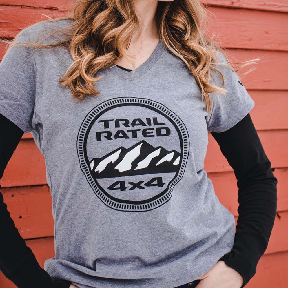 Ladies Jeep® Trail Rated V - neck - Heather Grey - Speedlogix