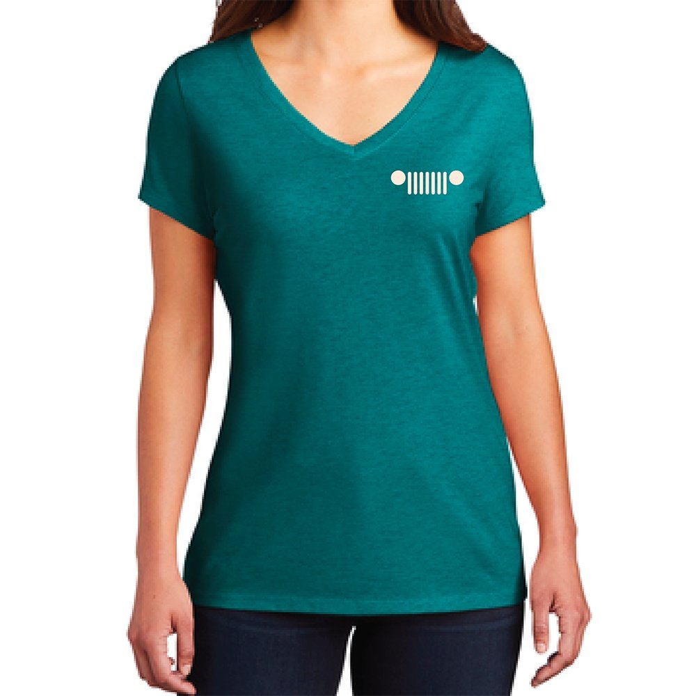Ladies Jeep® V - neck Live Love Explore - Heather Teal - Speedlogix