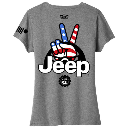 Ladies Jeep® Wave USA V - neck - Graphite Heather - Speedlogix