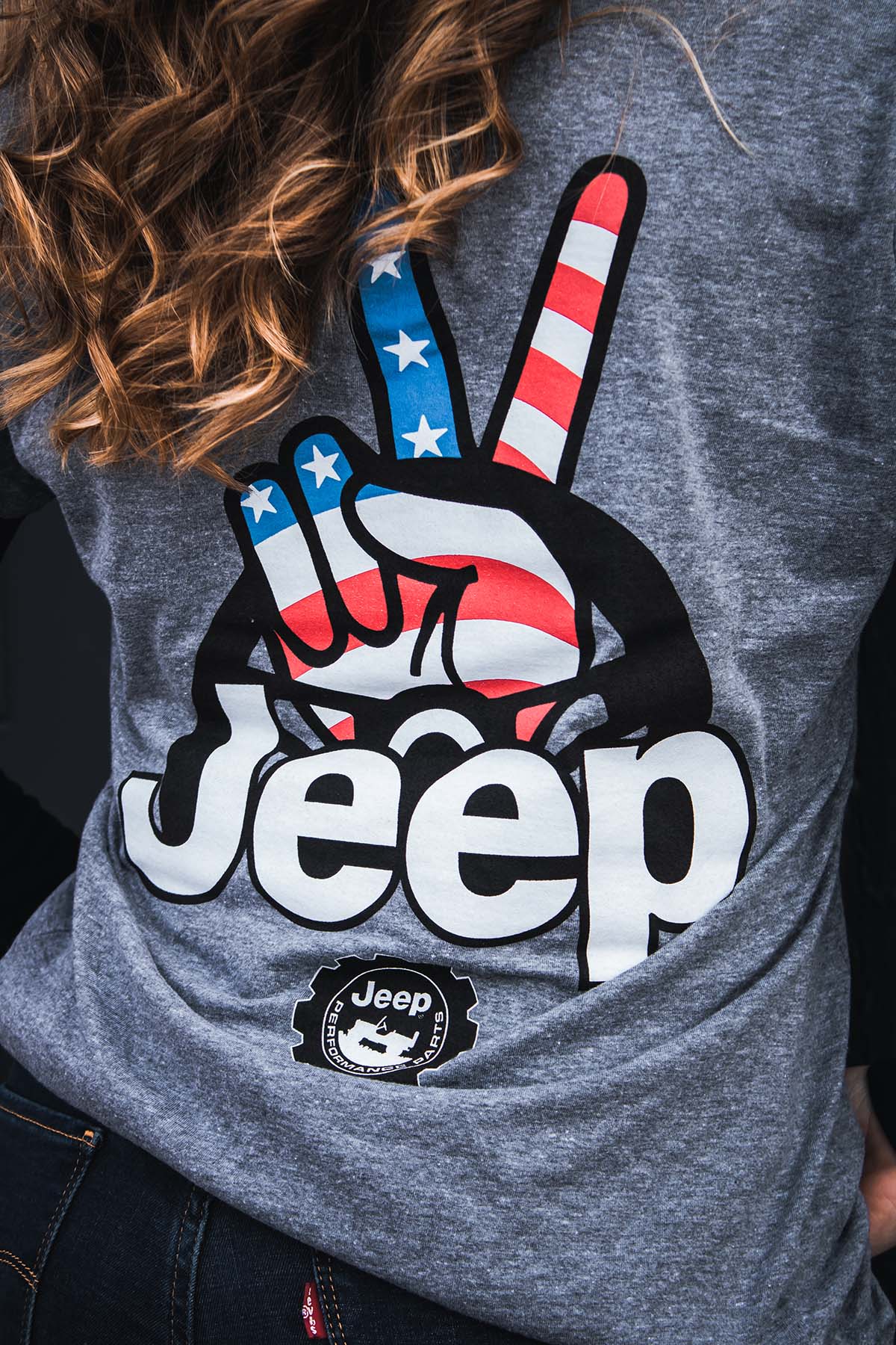 Ladies Jeep® Wave USA V - neck - Graphite Heather - Speedlogix