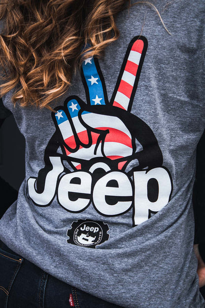 Ladies Jeep® Wave USA V - neck - Graphite Heather - Speedlogix
