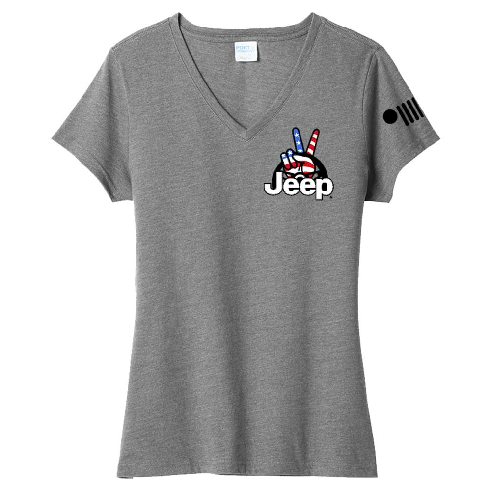 Ladies Jeep® Wave USA V - neck - Graphite Heather - Speedlogix