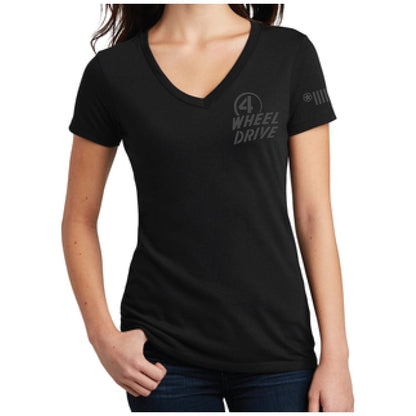 Ladies Jeep® Willys 4WD V - neck - Black - Speedlogix