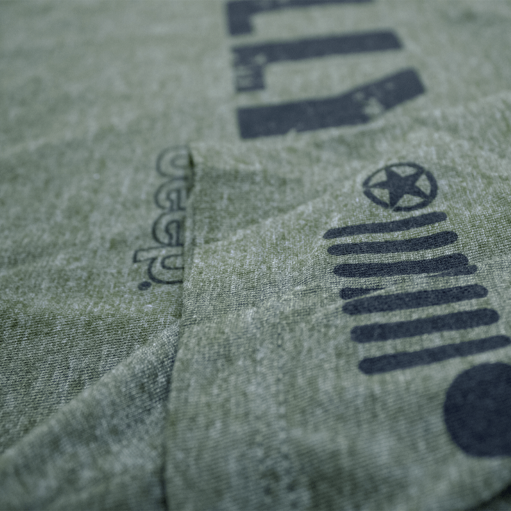 Ladies Jeep® Willys Text V - neck - Heather Military Green - Speedlogix