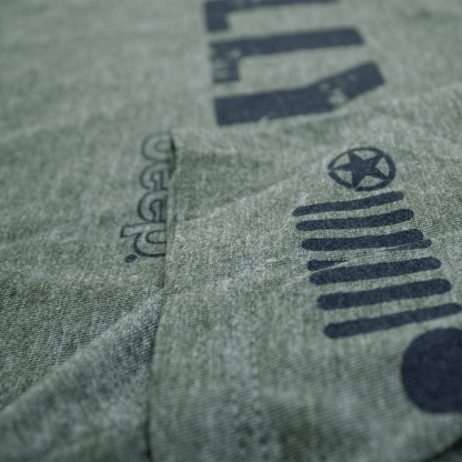 Ladies Jeep® Willys Text V - neck - Heather Military Green - Speedlogix