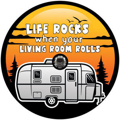Life Rocks When Your Living Room Rolls Funny RV Bronco Spare Tire Cover - Speedlogix