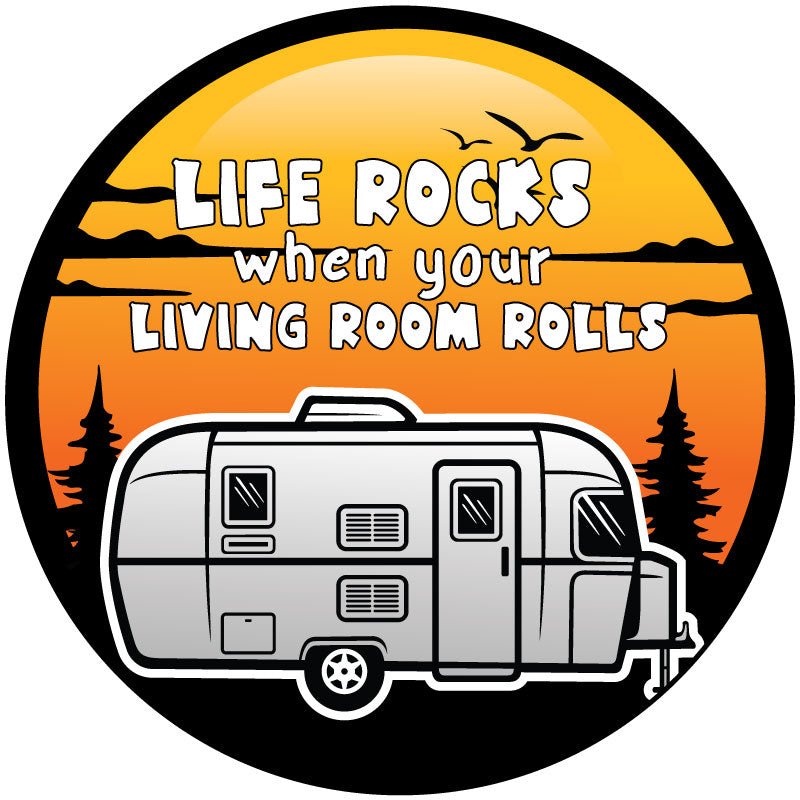 Life Rocks When Your Living Room Rolls Funny RV Bronco Spare Tire Cover - Speedlogix
