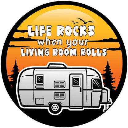 Life Rocks When Your Living Room Rolls Funny RV Bronco Spare Tire Cover - Speedlogix