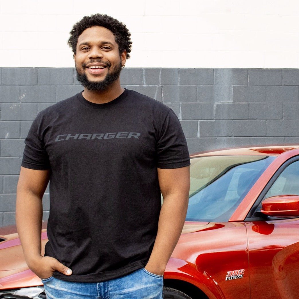 Mens Blackout Dodge Charger T-shirt - Speedlogix