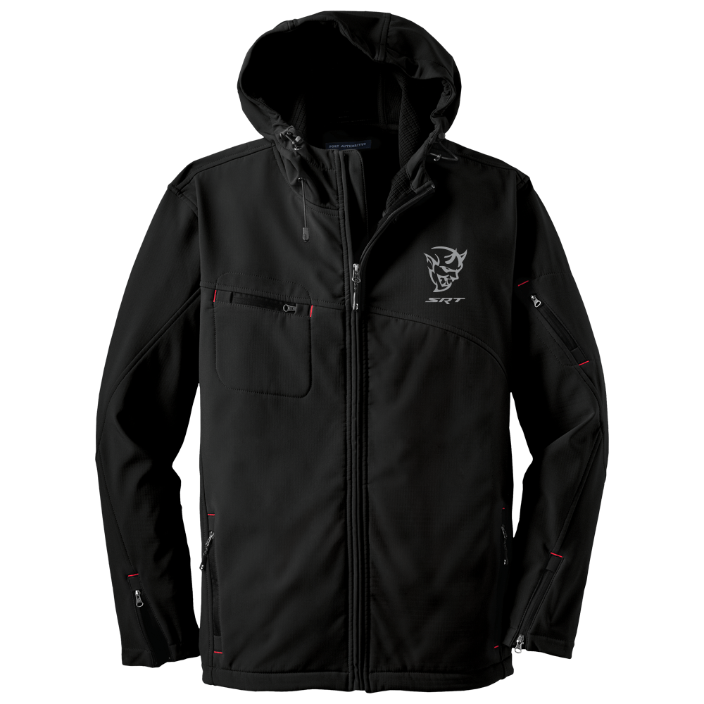 Mens Dodge® Demon Hooded Softshell Jacket - Black - Speedlogix
