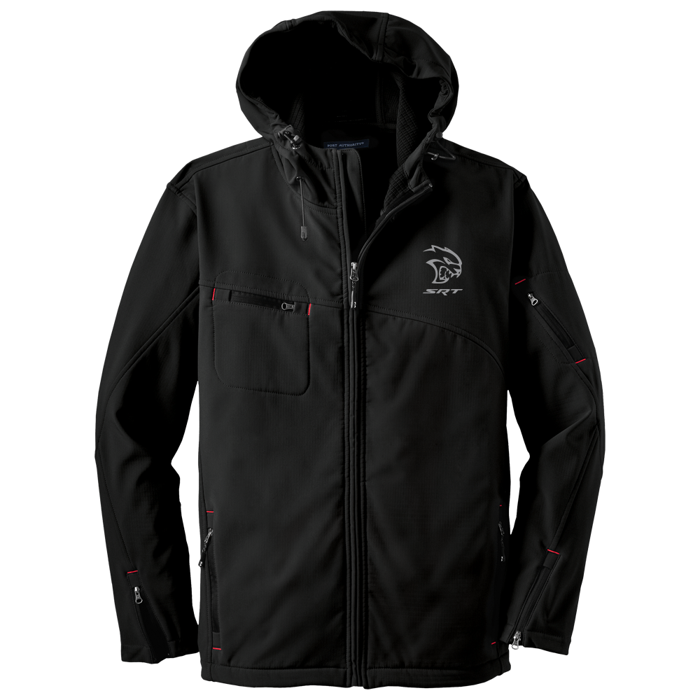 Mens Dodge® Hellcat Hooded Softshell Jacket - Black - Speedlogix