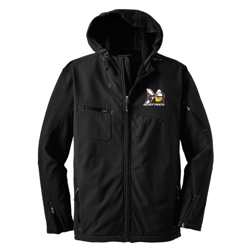 Mens Dodge® Scat Pack Hooded Softshell Jacket - Black - Speedlogix
