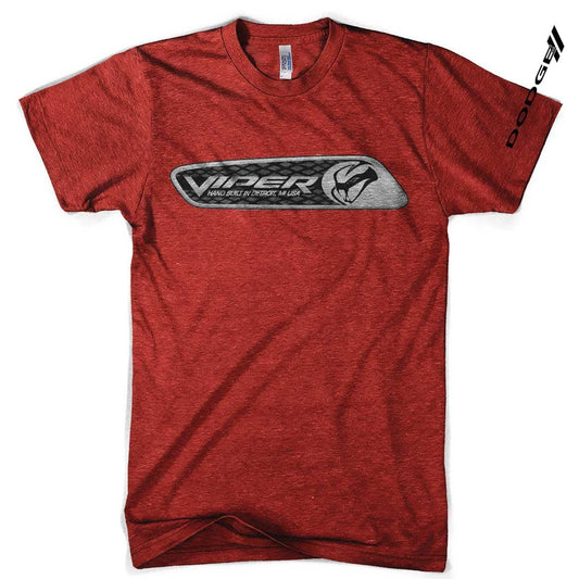 Mens Dodge Viper Dash Plaque T-shirt (Heather Red) - Final Sale - Speedlogix