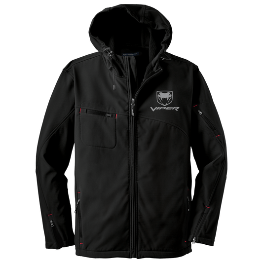 Mens Dodge® Viper Fangs Hooded Softshell Jacket - Black - Speedlogix